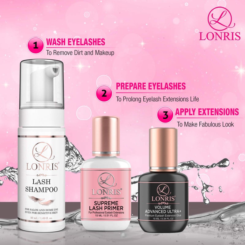 LONRIS 7-8 Weeks Retention/Eyelash Extension Glue Volume Advanced Ultra+ LONRIS Lash 10 ml/1-2 Sec Drying time/Maximum Bonding/Semi-Permanent Extensions Supplies/Professional Use Only Black Adhesive - Image 2
